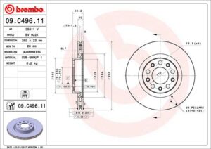 BREMBO Bremsesæt, skivebremser sg000008gu bagaksel indvendig ventileret 292mm 22mm for ALFA ROMEO MASERATI