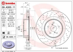 BREMBO Bremsesæt, skivebremser sg000009dg foraksel perforeret/ventileret 360mm 30mm for LEXUS