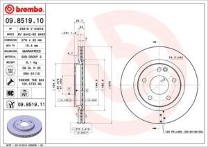 BREMBO Bremsesæt, skivebremser sg00000ckp foraksel indvendig ventileret 276mm 22mm for MERCEDES-BENZ