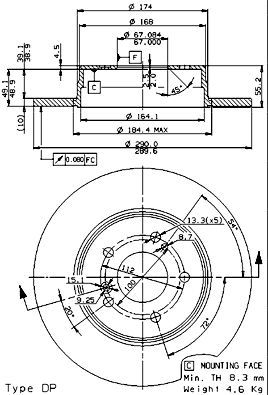 BREMBO Bremsesæt, skivebremser sg00000cl9 bagaksel lukket 290mm 10mm for MERCEDES-BENZ