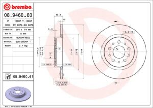 BREMBO Bremsesæt, skivebremser sg00000clh bagaksel fuld 264mm 10mm for FIAT