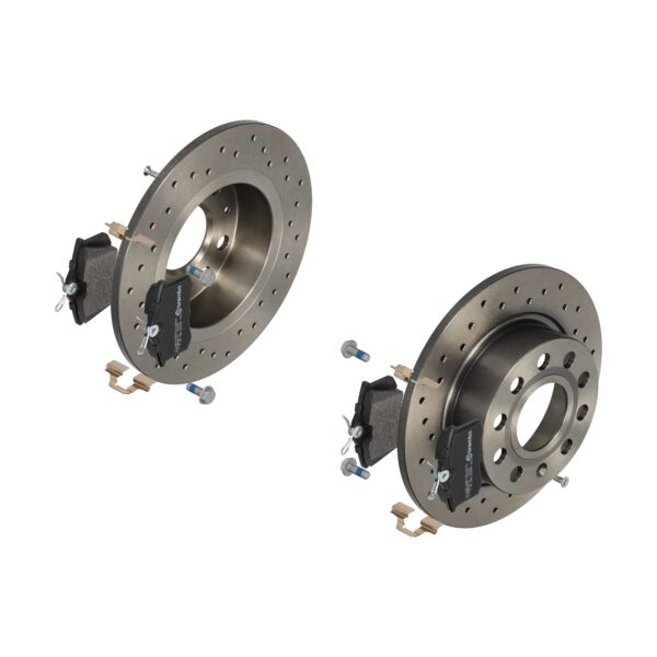 BREMBO Bremsesæt, skivebremser sk8k0f80p7 bagaksel perforeret 253mm 10mm for CITROËN PEUGEOT FORD MG (SAIC) ROEWE (SAIC) LANCIA ZHONGHUA (BRILLIANCE)