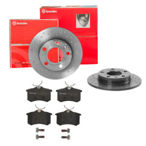 BREMBO Bremsesæt, skivebremser sk8k0f8qx5 bagaksel perforeret 245mm 10mm for PEUGEOT MG (SAIC) ROEWE (SAIC) SKODA CITROËN AUDI SEAT VW RENAULT EUROPES