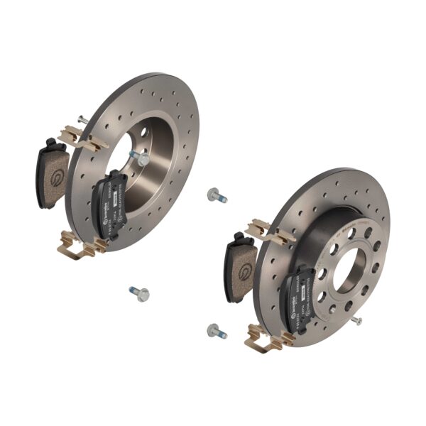 BREMBO Bremsesæt, skivebremser sk8k0f9au7 bagaksel perforeret 256mm 12mm for VW AUDI (FAW) SKODA AUDI SEAT SKODA (SVW) VW (FAW) VW (SVW)