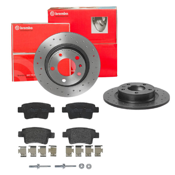 BREMBO Bremsesæt, skivebremser sk8k0f9nt9 bagaksel perforeret 264mm 10mm for OPEL FIAT VAUXHALL