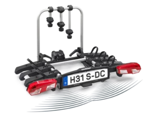 Uebler H31 S-DC cykelholder til 3 cykler med 90° fold-down function og reverse driving control