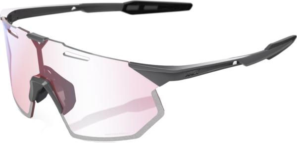 100% HYPERCRAFT SQ Cykelbriller – Gloss Light Grey – Rose Gold Mirror Photochromic Lens