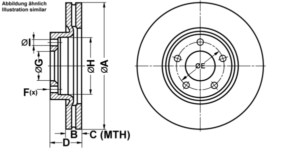 ATE Bremsesæt, skivebremser ijf1417b16 foraksel ventileret 300mm 25mm for FORD VOLVO MAZDA