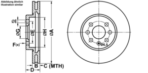 ATE Bremsesæt, skivebremser ijf1417ox6 foraksel ventileret 280mm 25mm for VAUXHALL OPEL