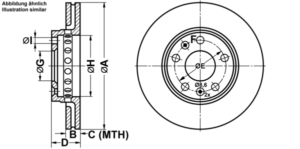 ATE Bremsesæt, skivebremser ijf141asj3 foraksel ventileret 280mm 24mm for RENAULT NISSAN