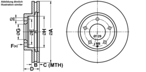 ATE Bremsesæt, skivebremser ijf141c1o3 foraksel ventileret 273mm 28mm for MAZDA