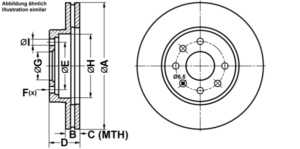 ATE Bremsesæt, skivebremser ijf141c4a3 foraksel ventileret 256mm 24mm for DAEWOO CHEVROLET