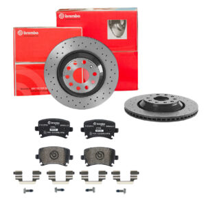 BREMBO Bremsesæt, skivebremser sk8k0f8nx3 bagaksel perforeret/ventileret 310mm 22mm for VW SEAT VW (FAW) SKODA