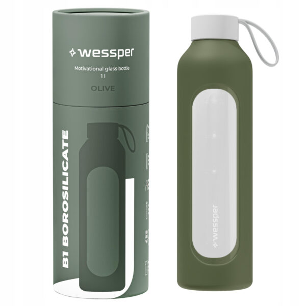 Wessper Motivationsvandflaske - 1L - Olivengrøn