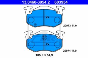 ATE Bremsesæt, skivebremser 142021914 bagaksel fuld 247mm 8mm for PEUGEOT CITROËN RENAULT