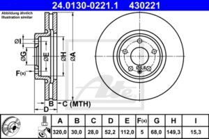 ATE Bremsesæt, skivebremser 142042586 foraksel ventileret 320mm 30mm for VAG