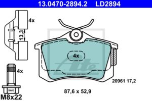 ATE Bremsesæt, skivebremser 142042633 bagaksel fuld 230mm 9mm for SEAT SKODA VAG