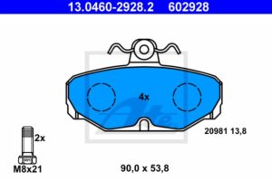 ATE Bremsesæt, skivebremser 142042647 bagaksel fuld 253mm 10mm for FORD
