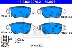 ATE Bremsesæt, skivebremser 142042683 bagaksel fuld 264mm 9mm for OPEL VAUXHALL CHEVROLET