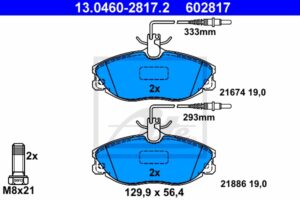 ATE Bremsesæt, skivebremser 142042829 foraksel ventileret 266mm 20mm for PEUGEOT CITROËN