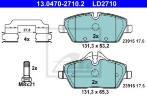 ATE Bremsesæt, skivebremser 142042911 foraksel ventileret 284mm 22mm for BMW MINI