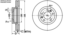 ATE Bremsesæt, skivebremser ijf1414n34 foraksel ventileret 283mm 26mm for PEUGEOT OPEL CITROËN
