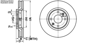 ATE Bremsesæt, skivebremser ijf1414qr8 foraksel ventileret 283mm 26mm for PEUGEOT CITROËN VAUXHALL OPEL