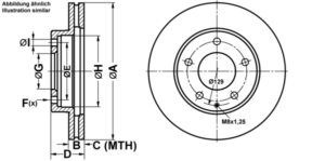ATE Bremsesæt, skivebremser ijf1414rr2 foraksel ventileret 258mm 24mm for FORD MAZDA