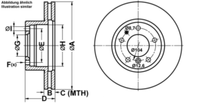 ATE Bremsesæt, skivebremser ijf1414sa4 foraksel ventileret 302mm 28mm for BMW