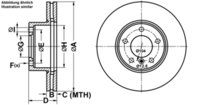 ATE Bremsesæt, skivebremser ijf1414u66 foraksel ventileret 312mm 24mm for BMW