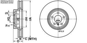 ATE Bremsesæt, skivebremser ijf1414v24 foraksel ventileret 365mm 36mm for BMW