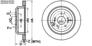 ATE Bremsesæt, skivebremser ijf1414vc0 bagaksel ventileret 324mm 18mm for HYUNDAI
