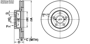 ATE Bremsesæt, skivebremser ijf14152f2 foraksel ventileret 293mm 24mm for SUBARU