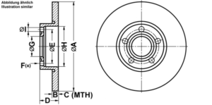 ATE Bremsesæt, skivebremser ijf14154a4 foraksel fuld 288mm 15mm for VAG