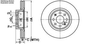 ATE Bremsesæt, skivebremser ijf1415fq2 foraksel ventileret 284mm 22mm for OPEL VAUXHALL FIAT
