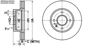 ATE Bremsesæt, skivebremser ijf1415ki0 foraksel ventileret 260mm 24mm for FORD
