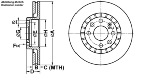 ATE Bremsesæt, skivebremser ijf1415rv2 foraksel ventileret 256mm 24mm for VAUXHALL OPEL CHEVROLET DAEWOO