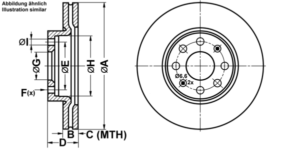 ATE Bremsesæt, skivebremser ijf1415y22 foraksel ventileret 257mm 22mm for VAUXHALL FIAT CITROËN
