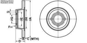 ATE Bremsesæt, skivebremser ijf1416d64 foraksel fuld 280mm 13mm for VAG