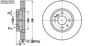 ATE Bremsesæt, skivebremser ijf1416fz6 foraksel ventileret 257mm 22mm for PEUGEOT CITROËN FIAT