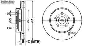 ATE Bremsesæt, skivebremser ijf1417ed8 foraksel ventileret 319mm 28mm for LEXUS TOYOTA