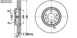 ATE Bremsesæt, skivebremser ijf1417fh2 foraksel ventileret 308mm 25mm for VAUXHALL OPEL SAAB