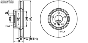 ATE Bremsesæt, skivebremser ijf1417od4 foraksel ventileret 348mm 29mm for BMW