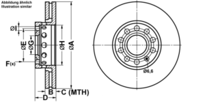 ATE Bremsesæt, skivebremser ijf1417t36 foraksel ventileret 288mm 25mm for VAG SKODA SEAT