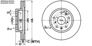ATE Bremsesæt, skivebremser ijf14185a0 foraksel ventileret 280mm 22mm for FIAT SUZUKI