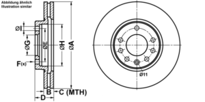 ATE Bremsesæt, skivebremser ijf14187h2 foraksel ventileret 280mm 24mm for VAUXHALL OPEL
