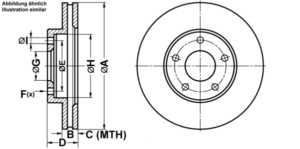 ATE Bremsesæt, skivebremser ijf14188k6 foraksel ventileret 280mm 28mm for NISSAN