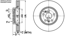 ATE Bremsesæt, skivebremser ijf1418g84 foraksel ventileret 300mm 24mm for RENAULT