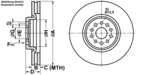 ATE Bremsesæt, skivebremser ijf1418l62 foraksel ventileret 310mm 32mm for CITROËN PEUGEOT FIAT