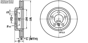 ATE Bremsesæt, skivebremser ijf1418u61 foraksel ventileret 325mm 24mm for MG BMW